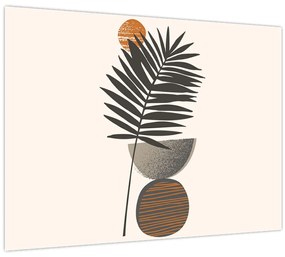 Tablou pe sticlă - Abstracție cu frunze de palmier (70x50 cm)