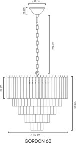 Lustra suspendata metal auriu, sticla alba GORDON 60