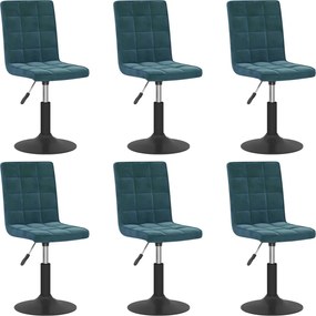 vidaXL Scaune de sufragerie pivotante, 6 buc, albastru, catifea