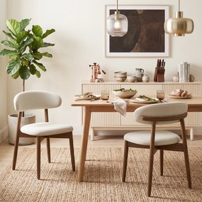 HOMCOM Set 2 scaune de dining moderne, cu spătar curbat, alb crem | Aosom Romania
