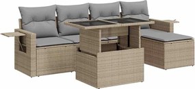 vidaXL Set canapele de grădină cu perne, 6 piese, bej, poliratan