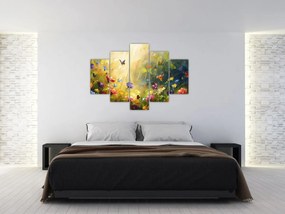 Tablou - Pajiște cu flori de primăvară, pictură (150x105 cm)