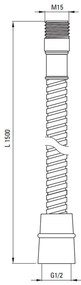 Furtun dus Deante 2 pentru baterie cada cu 3 orificii, 150 cm