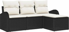 vidaXL Set de canapea cu pernă 4 pcs Negru și Alb poliratan