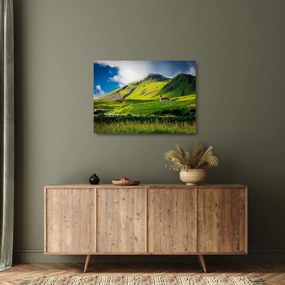 Tablou pe sticlă cu peisaj montan (70x50 cm)