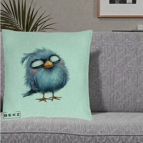 Perna Decorativa Pui Pufos Albastru Adormit, 40x40 cm, Verde Menta, Husa Detasabila, Perna Inclusa, BEKZ®