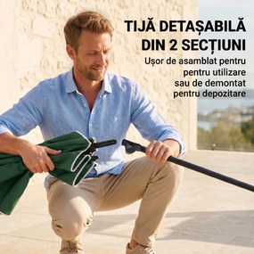 Outsunny Umbrelă pentru Grădină Dreptunghiulară, cu Inclinare Reglabilă și Stâlp din Aluminiu, 2x2.4m, Verde/Negru | Aosom Romania