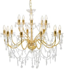 vidaXL Candelabru cu 2 rânduri, auriu, becuri 15 x E14