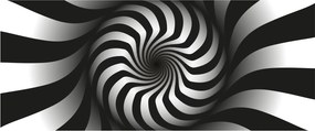 Tablou abstract cu spirala alb neagră (120x50 cm)
