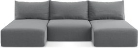 Colțar gri extensibil/cu spațiu de depozitare cu tapițerie din catifea (în formă de "U") Kalena – Makamii