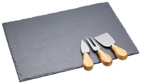 Set cuțite brânzeturi și tocător din ardezie Master Class, 35 x 25 cm