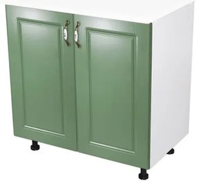 Masca pentru chiuveta cu 2 usi 80 cm Zebra, Alb/MDF Verde cu blat Alb, 80 x 85 x 60 cm