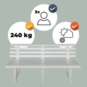 I.P.A.E-Progarden Bancă de grădină ORCHIDEA, 145x49x74cm, alb