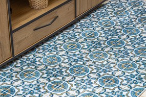 ANDRE 53020 covor lavabil gresii de Lisbona, bucatarie, anti-alunecare - albastru / bej