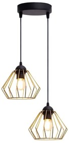 Lustră pe cablu CEED GOLD 2xE27/60W/230V d. 28 cm negru/auriu