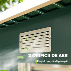 Outsunny Căsuță de Grădină 3,18m² din Oțel Zincat cu 2 Guri de Aerisire, Depozit pentru Unelte cu Uși Duble Culisante, Acoperiș Înclinat, 272x134x182 cm, Verde Întunecat | Aosom Romania
