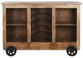 Consola de bar, din lemn de mango, cu roti, Wagon
