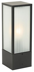 Lampă de exterior cu picior neagră cu sticlă striată 40 cm IP44 - Charlois