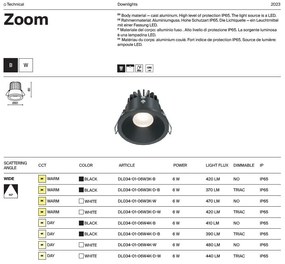 Spot LED incastrabil dimabil pentru baie design tehnic IP65 Zoom negru