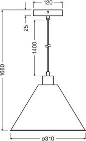 Osram - Lustră suspendată cu cablu PULP 1xE27/9W/230V Ø 31 cm
