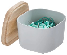 Cutie depozitare cu capac din lemn paulownia iDesign Eco, 9 x 9 cm, gri