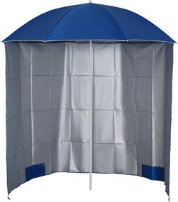 Outsunny Umbrelă de Plajă cu Perdea Laterală, Săculeți pentru Nisip și Țăruși, Ø220x220 cm, Albastru | Aosom Romania