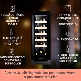 Klarstein Vinovilla 20, frigider pentru vin încorporat, 50 l / 20 sticle, ușă de sticlă, oțel inoxidabil