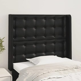 vidaXL Tăblie de pat cu aripioare, negru, 93x16x118/128 cm, piele eco