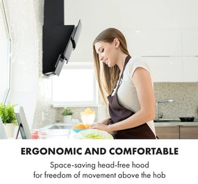 Antonia, hotă, 90 cm, 350 m³/h, panoul de control tactil, clasa energetică B, sticlă, neagră