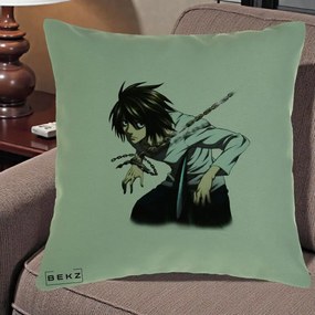 Perna Personalizata Death Note L Lawliet Lanturi, 40x40 cm, Verde, Husa Detasabila, Perna Inclusa, BEKZ®
