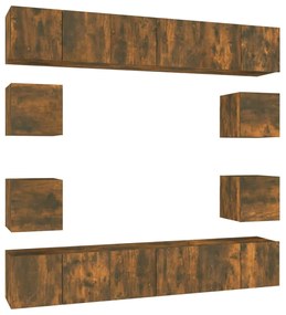3120215 vidaXL Set dulapuri TV, 10 piese, stejar fumuriu, lemn prelucrat