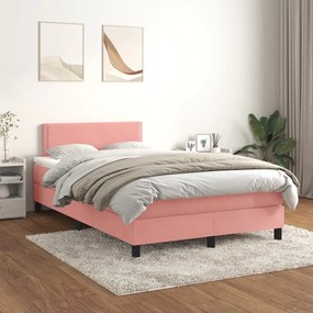 3141238 vidaXL Pat box spring cu saltea, roz, 120x200 cm, catifea