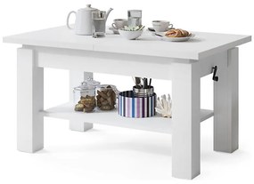 Masă extensibilă ADONIS, pentru living și dining, cu poliță, albă