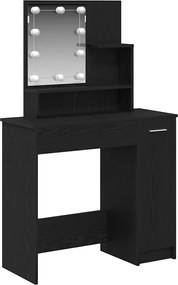 vidaXL Masă de Machiaj Stejar Negru 86,5 x 35 x 136 cm Lemn compozit