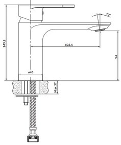 Baterie de lavoar Cersanit S951-328 CREA 14,3 cm crom lucios