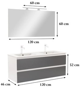 Mobilier complet de baie Vario Forte 120 alb-antracit