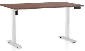 Masa inaltime reglabila OfficeTech B, 120 x 80 cm, bază albă, nuca