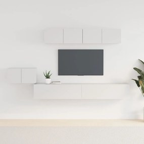 vidaXL Set dulap TV, 5 piese, alb, lemn prelucrat