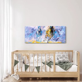 Tablou - Caii alergând, pictură în ulei (120x50 cm)