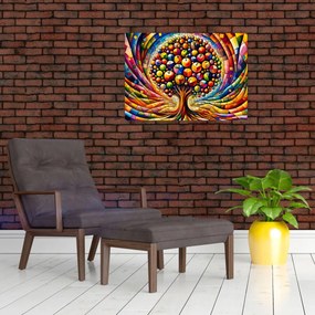 Tablou pe sticlă – Arbore colorat cu mere (70x50 cm)