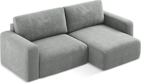 Colțar gri extensibil/cu spațiu de depozitare cu tapițerie din chenille (cu colț pe partea dreaptă/cu șezlong) Kona – Makamii