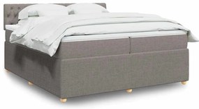 vidaXL Pat box spring cu saltea, gri taupe, 200x200 cm, textil