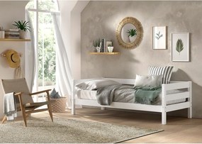 Pat pentru copii alb din lemn de pin cu somieră 90x200 cm Margrit – Vipack