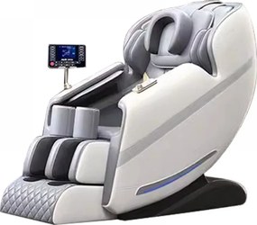 RESIGILAT- Fotoliu de masaj VETURIUS ULTRA PRO, Incalzire, Bluetooth, Display, Ecran tactil, Controler rapid cotiera, Zero Gravity, Boxe, Moduri Automate, Suport Picioare extensibil, Piele Ecologica Premium, Bej