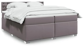 3288438 vidaXL Pat continental cu saltea, gri, 200x200 cm, piele ecologică