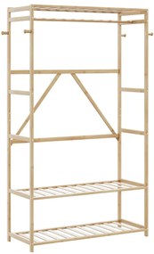 vidaXL Cuier pentru haine cu rafturi, 110x40x175 cm, bambus