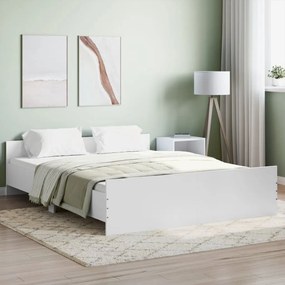 3203761 vidaXL Cadru de pat cu tăblie la cap/picioare, alb, 160x200 cm