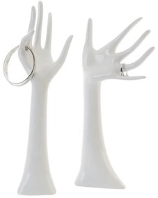 Set 2 suporturi de bijuterii Hand, rasina, alb, 31 cm