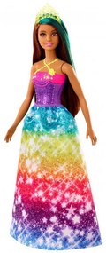 Papusa Barbie Dreamtopia, 29 cm, corset stralucitor si fusta colorata, Multicolor