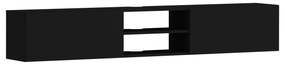 Comoda TV Genova, 2 Usi, Negru, 180 x 30 x 30 cm